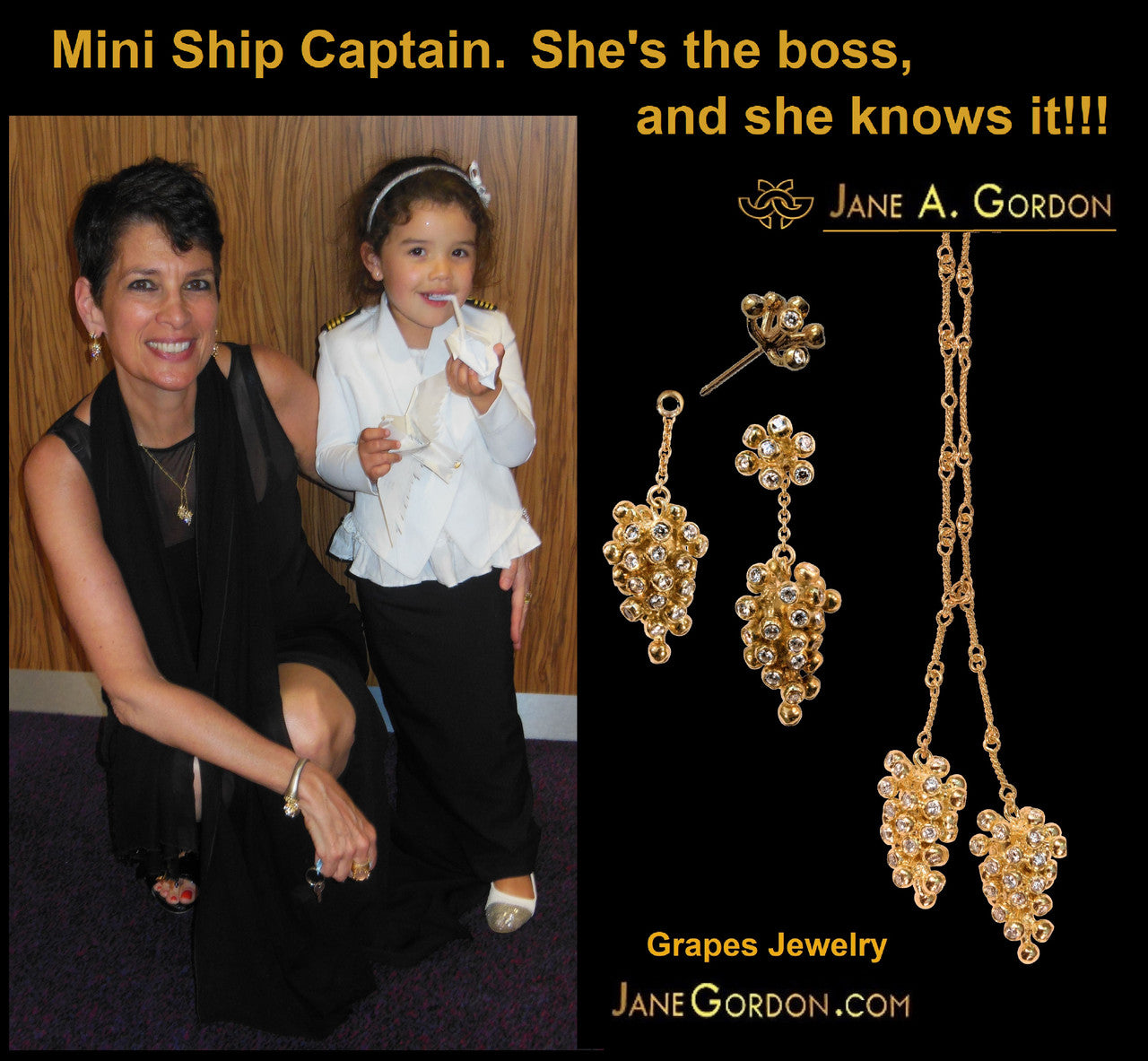 Grapes Necklace, 14K Gold with Diamonds: Lariat Style on Handmade Chain-18