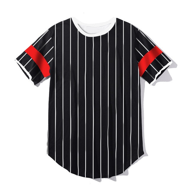 Men's 3D Short sleeve T Shirt Extended Round Sweep T-Shirt Curved Hem Long line Tops Hip Hop Urban Streetwear