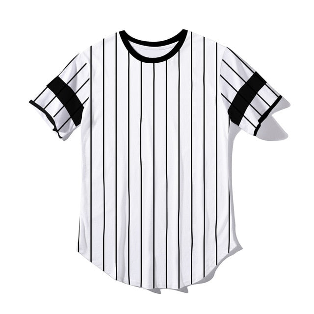 Men's 3D Short sleeve T Shirt Extended Round Sweep T-Shirt Curved Hem Long line Tops Hip Hop Urban Streetwear