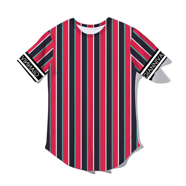 Men's 3D Short sleeve T Shirt Extended Round Sweep T-Shirt Curved Hem Long line Tops Hip Hop Urban Streetwear