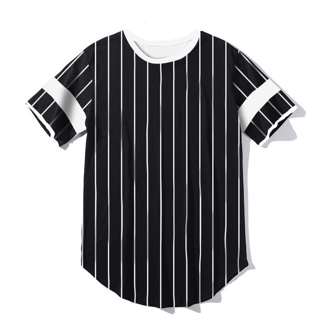 Men's 3D Short sleeve T Shirt Extended Round Sweep T-Shirt Curved Hem Long line Tops Hip Hop Urban Streetwear