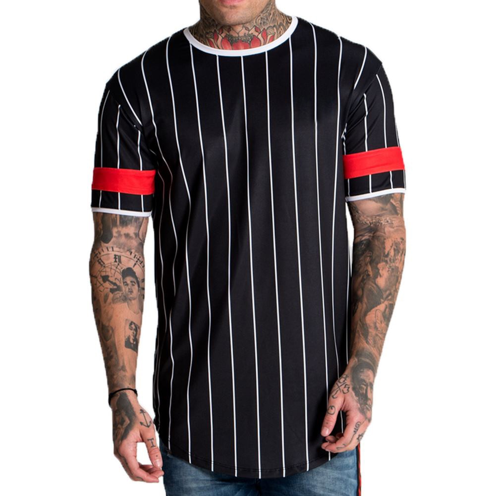 Men's 3D Short sleeve T Shirt Extended Round Sweep T-Shirt Curved Hem Long line Tops Hip Hop Urban Streetwear