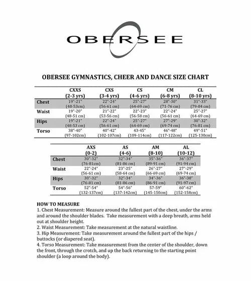 O3GL056 Obersee Girls Gymnastics Leotard One-Piece Athletic Activewear NOSTOPSHOP