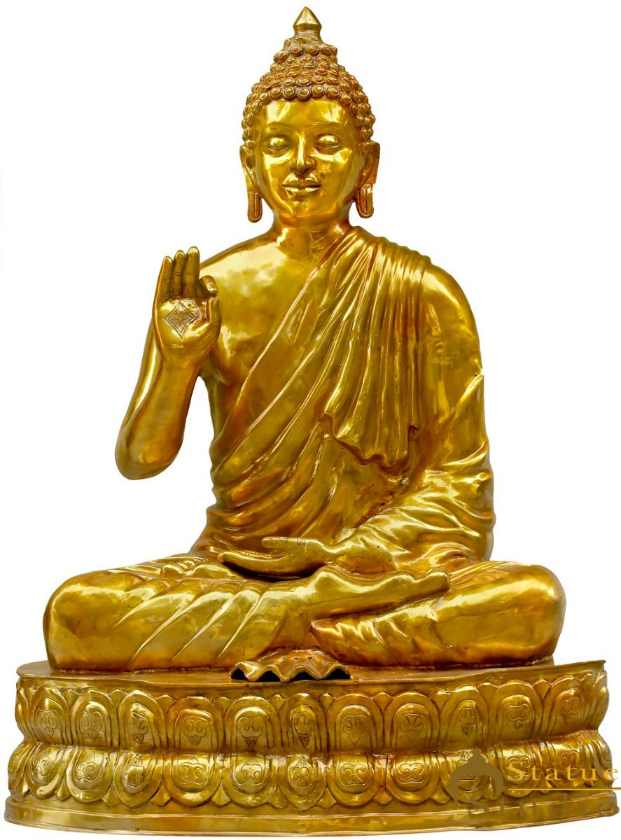 Brass Antique Large Life Size Buddha Statue Idol For Home Garden Décor 4.5 Feet-1