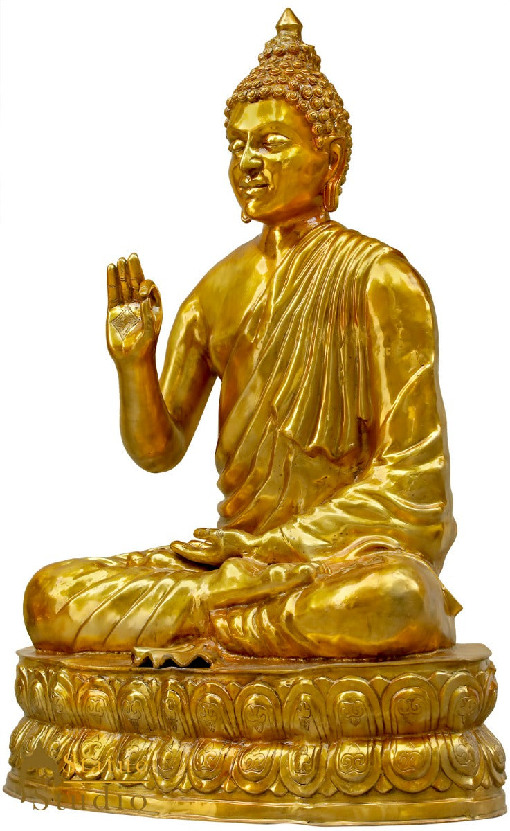 Brass Antique Large Life Size Buddha Statue Idol For Home Garden Décor 4.5 Feet-2