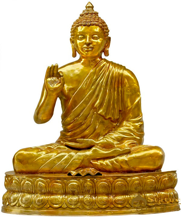 Brass Antique Large Life Size Buddha Statue Idol For Home Garden Décor 4.5 Feet-0
