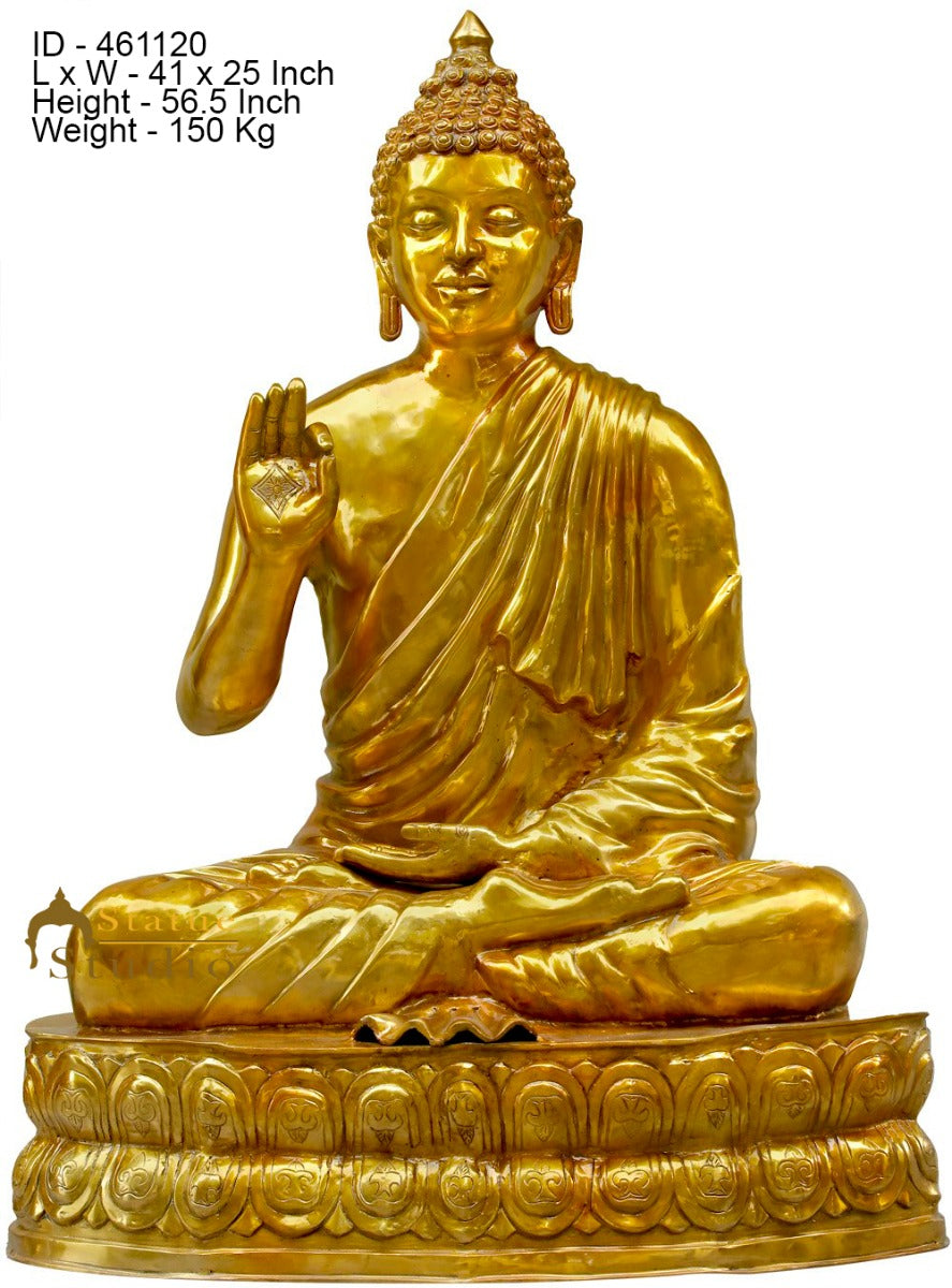 Brass Antique Large Life Size Buddha Statue Idol For Home Garden Décor 4.5 Feet-4