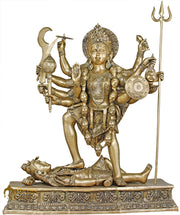 Brass Antique Maa Kali Idol Large Size Reigious Home Temple Décor 4 Feet Statue-0