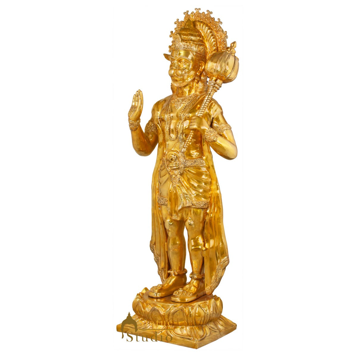 Brass Super Large Size Blessing Hanuman Idol Home Temple Decor Statue 6 Feet-2