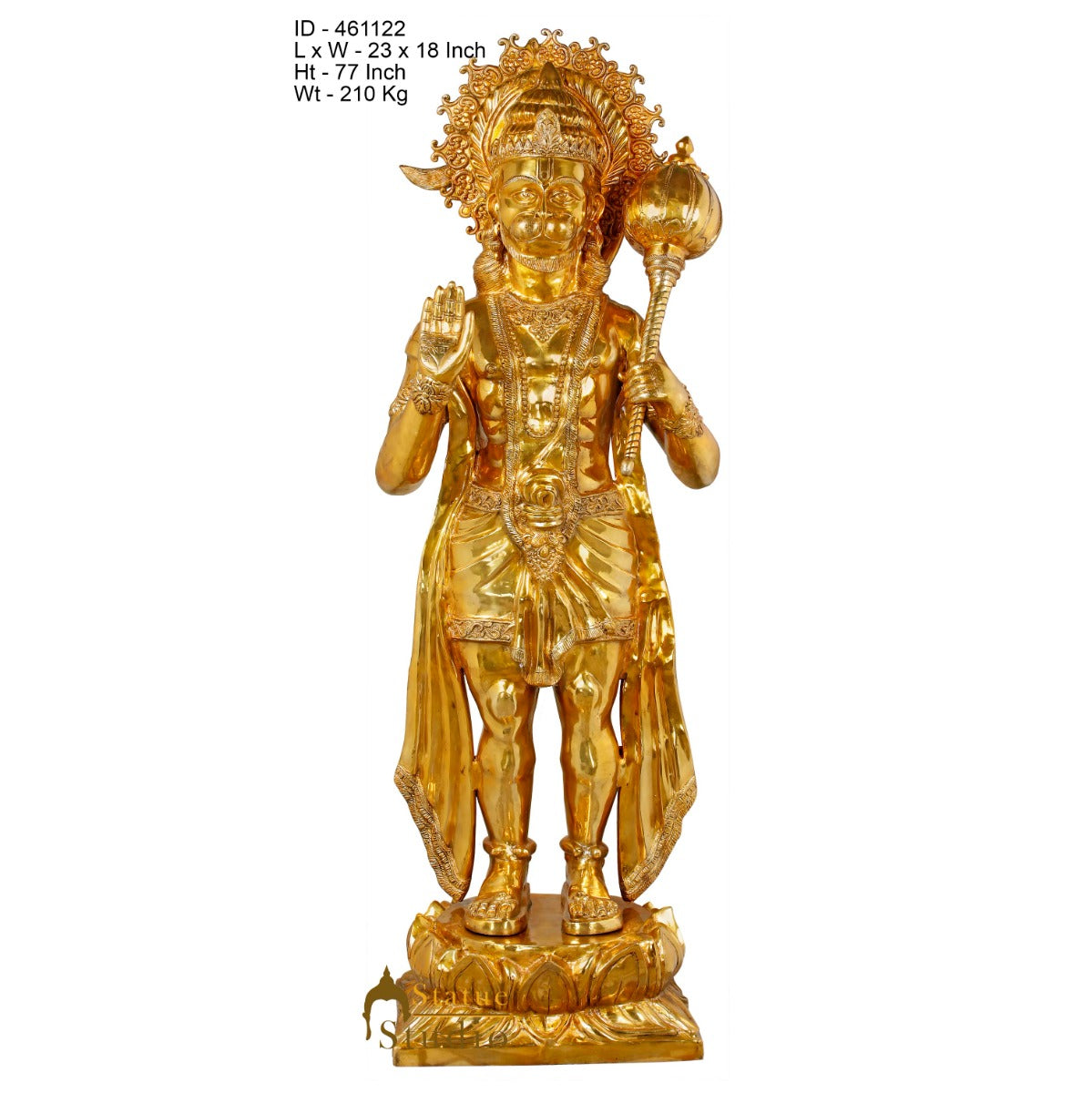 Brass Super Large Size Blessing Hanuman Idol Home Temple Decor Statue 6 Feet-4