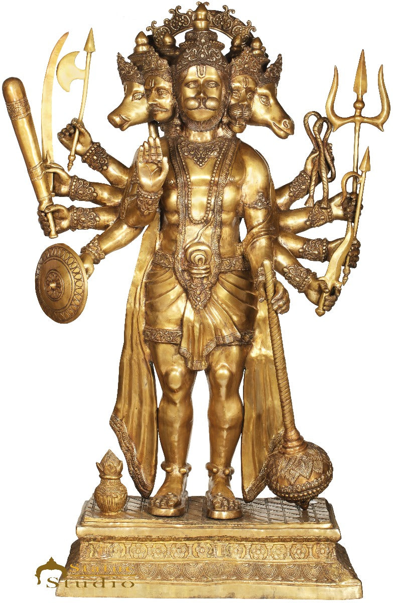 Brass Very Large Panchmukhi Hanuman Idol For Home Temple Decor 6 Feet-1