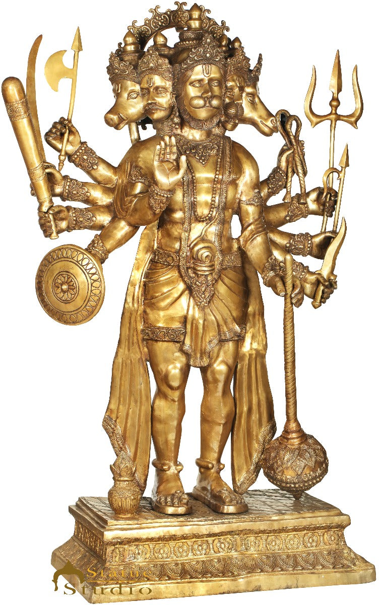 Brass Very Large Panchmukhi Hanuman Idol For Home Temple Decor 6 Feet-2