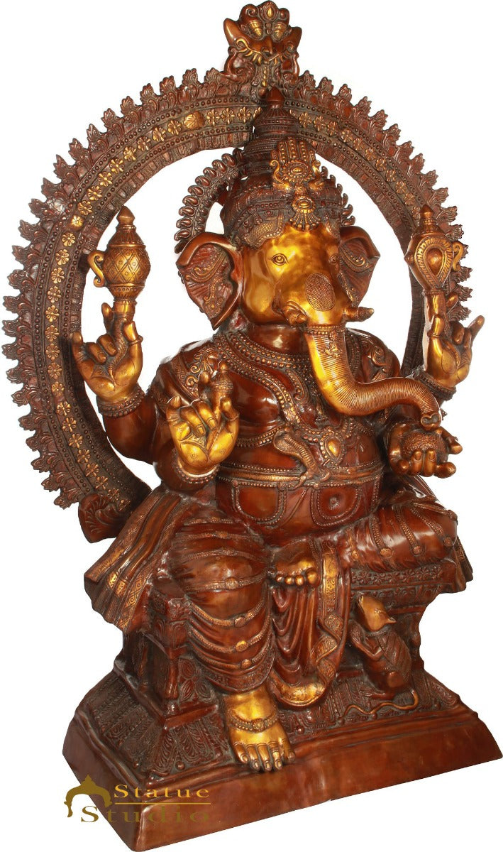 Brass Super Large Size Ganesha Statue Ganpati Idol Home Temple Décor 6 Feet-2