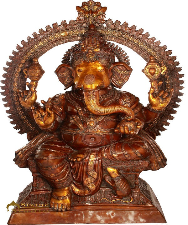 Brass Super Large Size Ganesha Statue Ganpati Idol Home Temple Décor 6 Feet-0