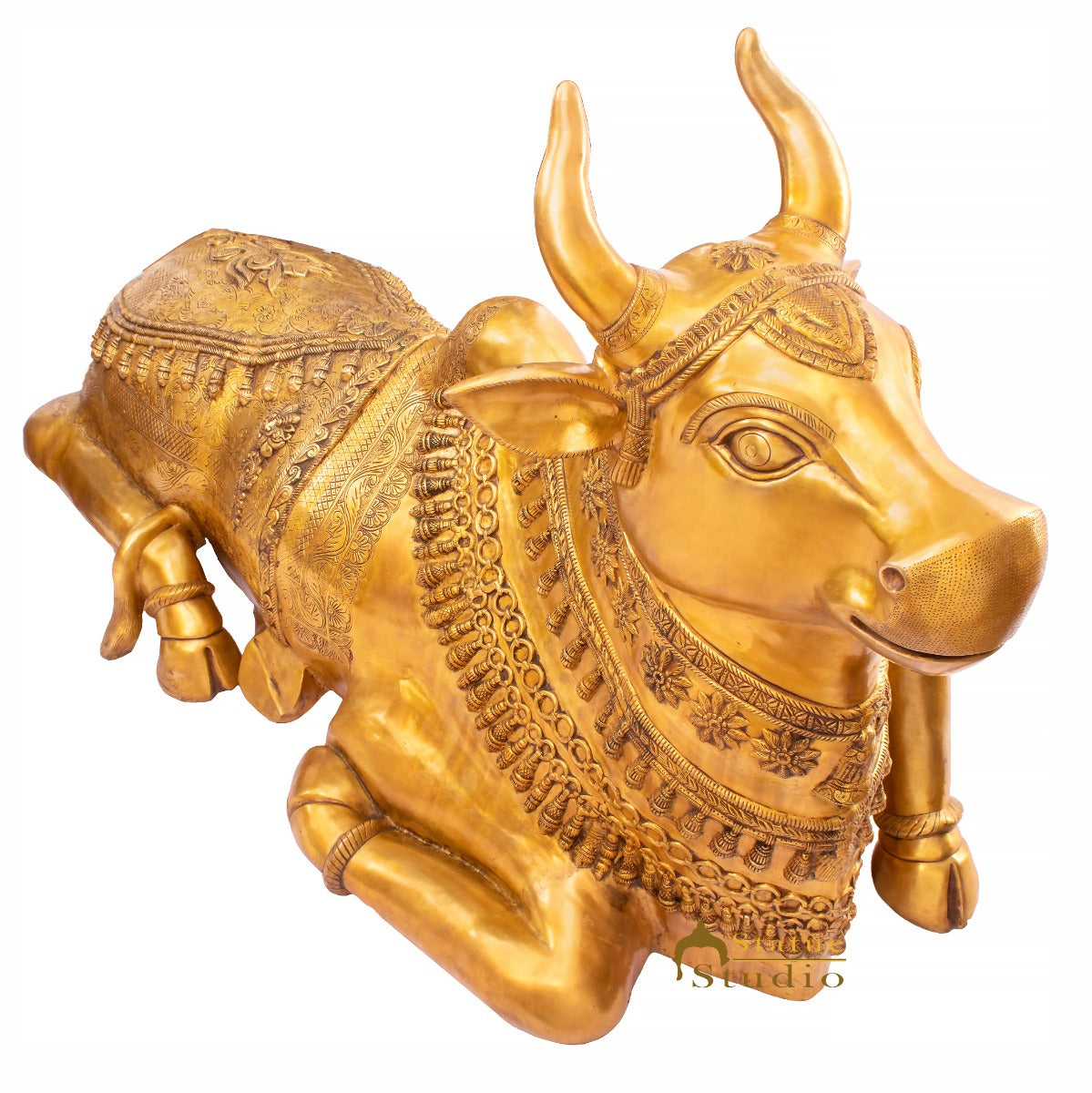 Brass Large Size Holy Cow Nandi Idol Home Temple Exclusive Décor Statue 5 Feet-2