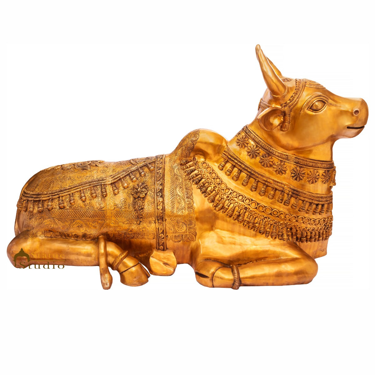 Brass Large Size Holy Cow Nandi Idol Home Temple Exclusive Décor Statue 5 Feet-1