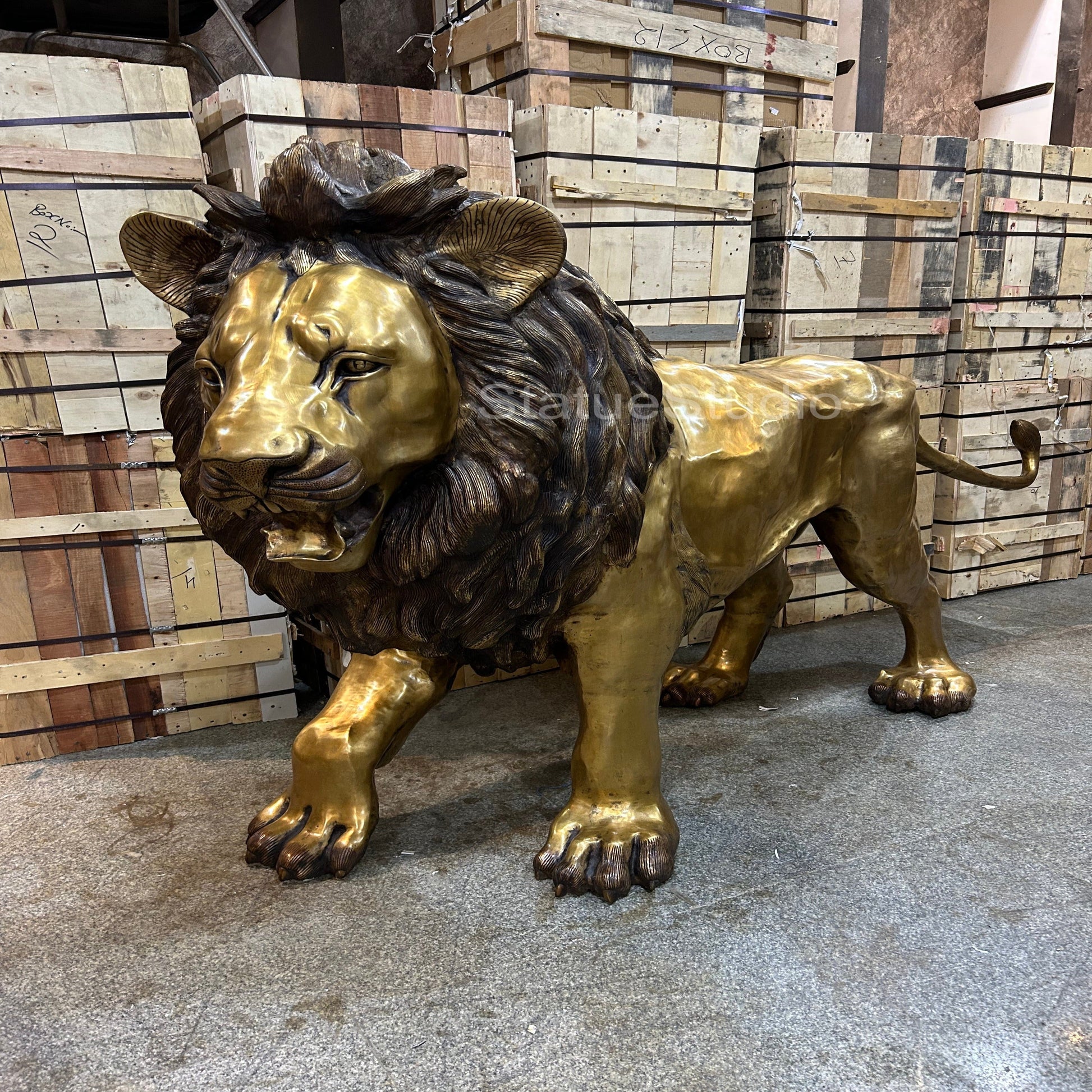 Brass Lion Statue Big Life Size Figure For Home Garden Decor 4 Feet Tall-1