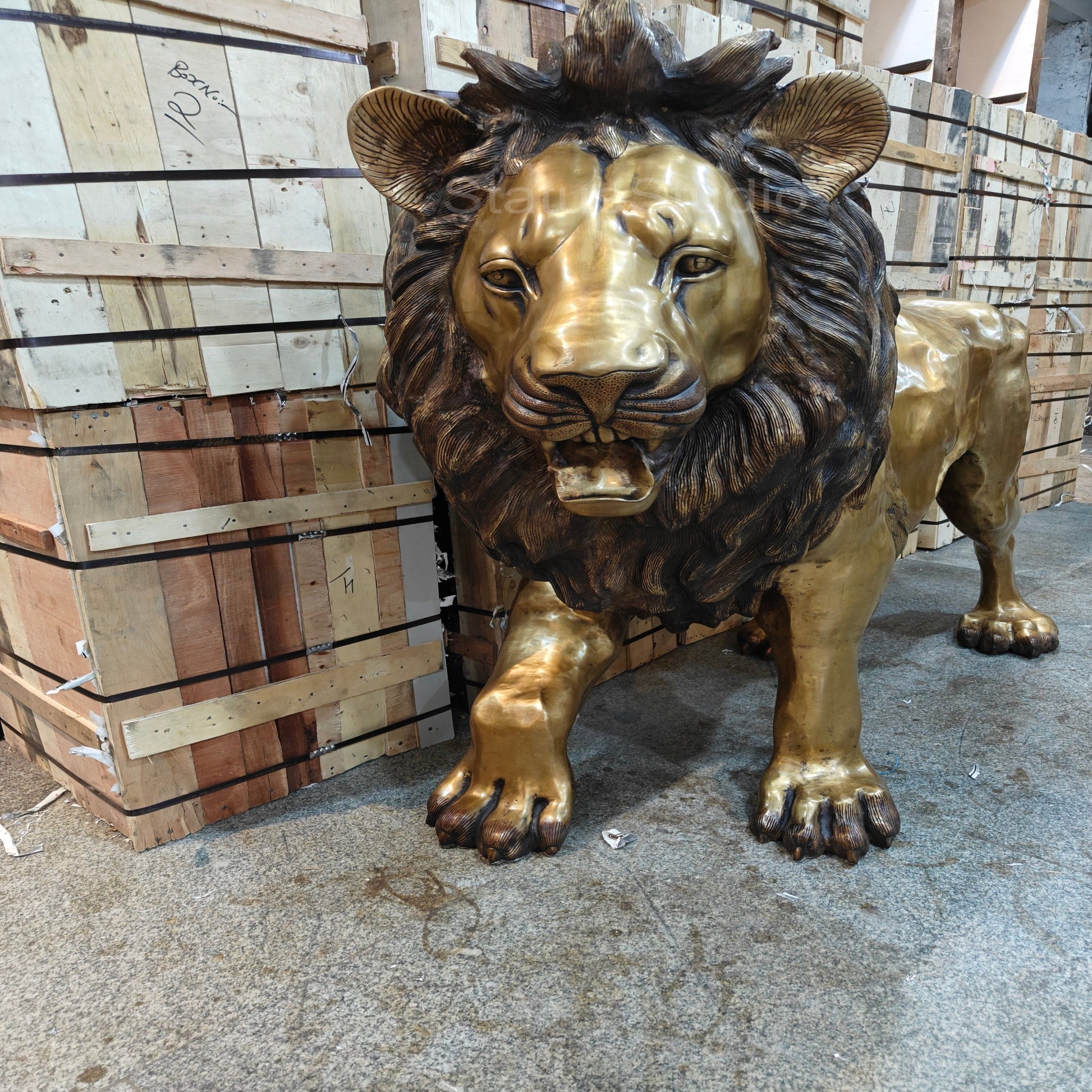 Brass Lion Statue Big Life Size Figure For Home Garden Decor 4 Feet Tall-4