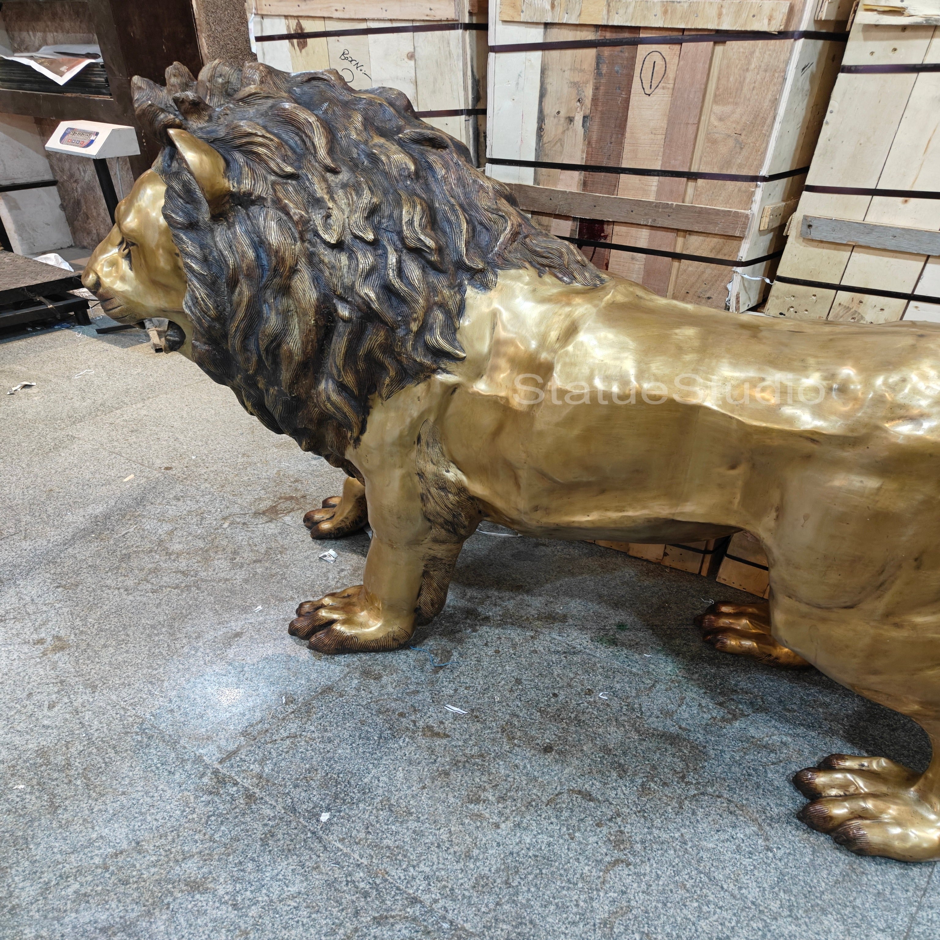 Brass Lion Statue Big Life Size Figure For Home Garden Decor 4 Feet Tall-3