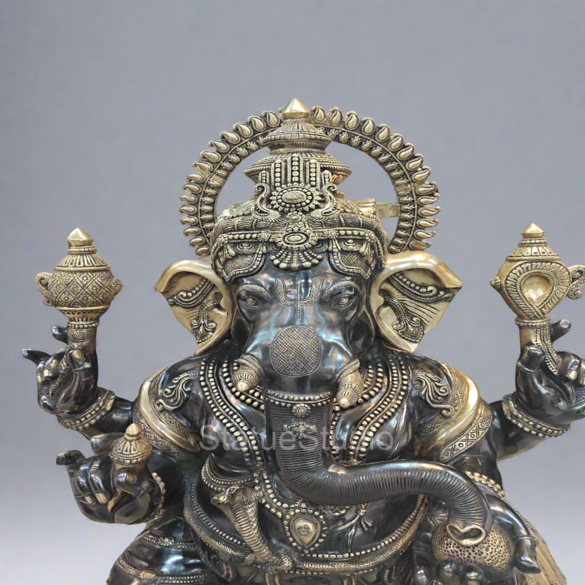 Brass Large Ganesha Statue Antique Finish For Home Decor 5 Feet-3