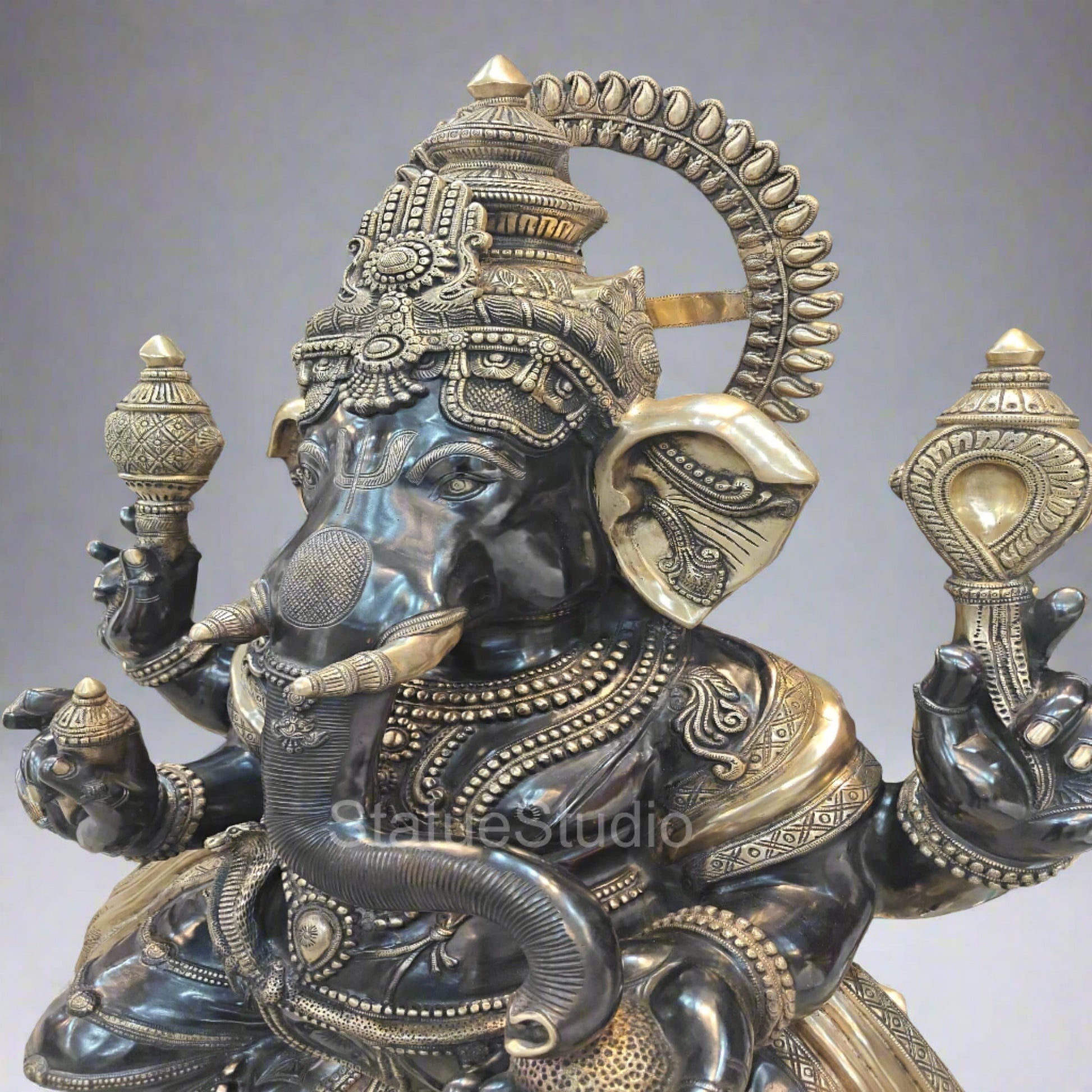 Brass Large Ganesha Statue Antique Finish For Home Decor 5 Feet-4