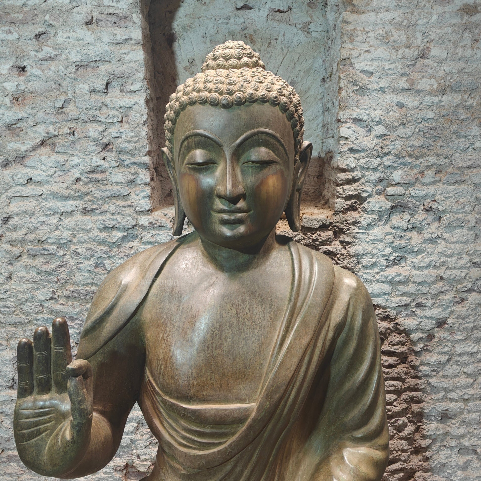 Brass Very Large Blessing Buddha Statue For Home Garden Decor 6 Feet-1