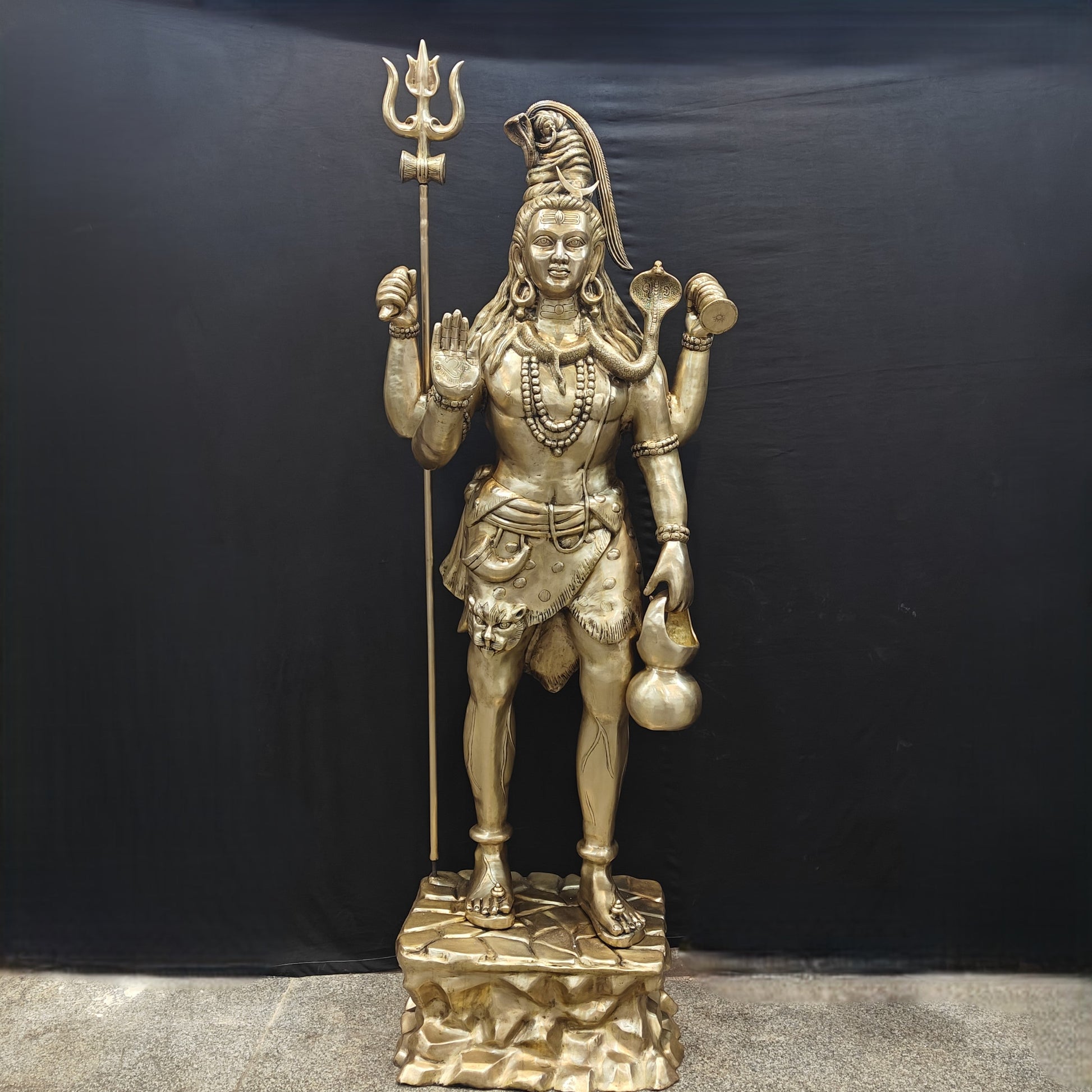 Brass Large Majestic Standing Lord Shiva Statue 7 Feet-2