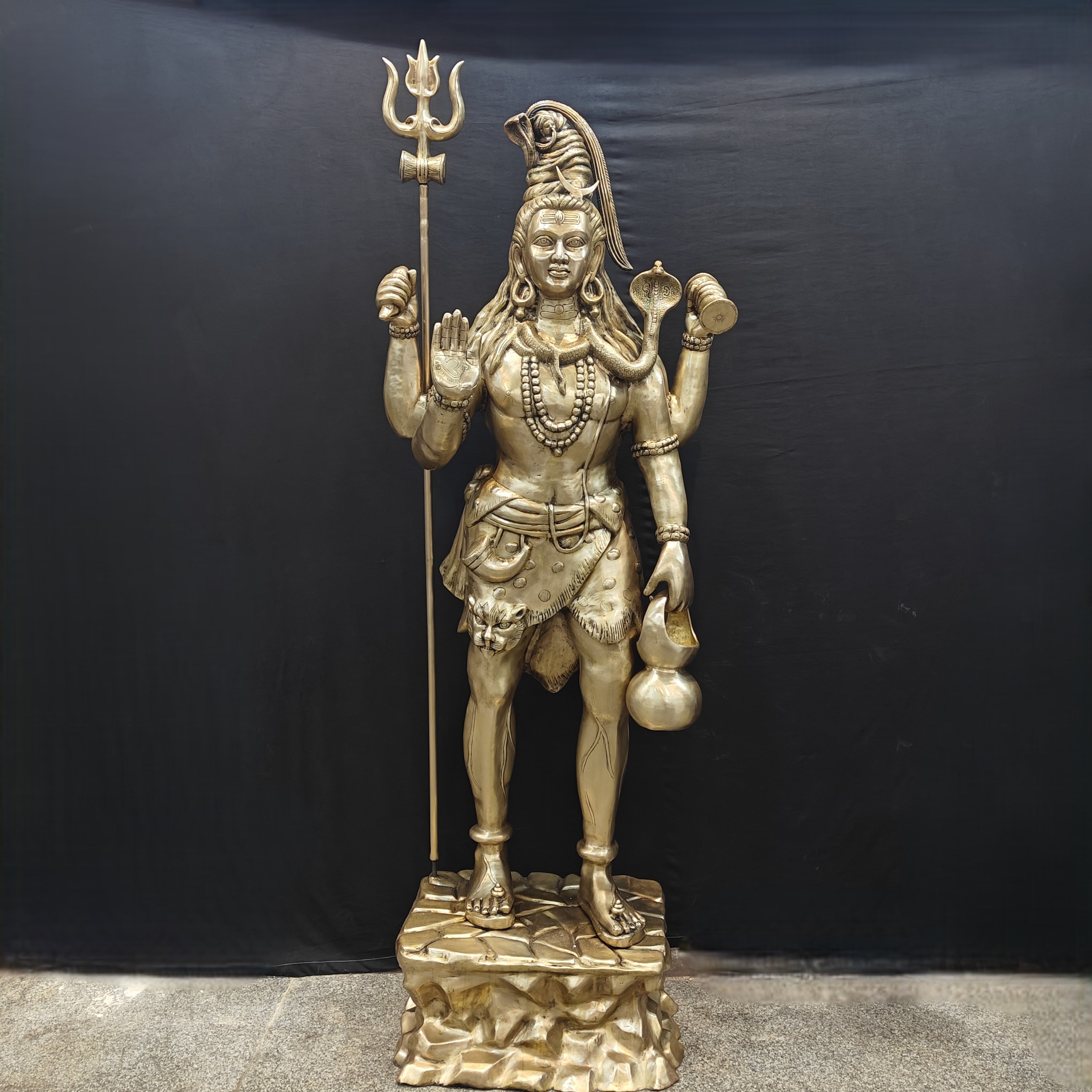 Brass Large Majestic Standing Lord Shiva Statue 7 Feet-2