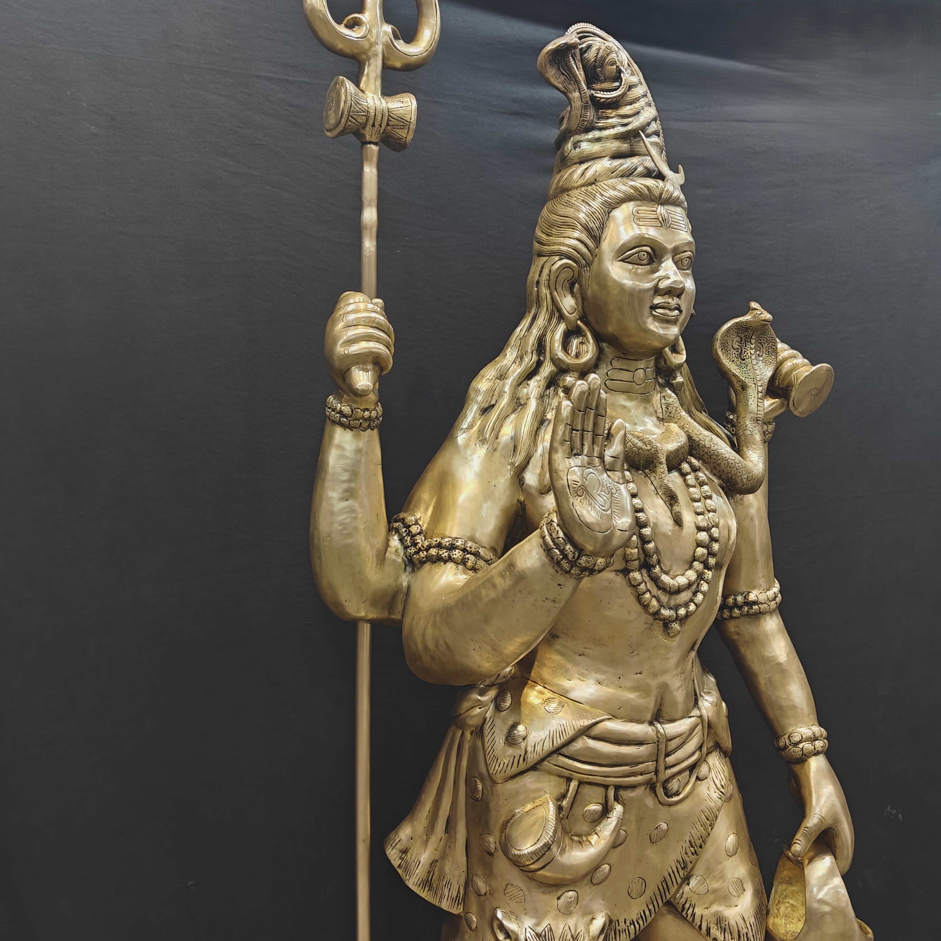Brass Large Majestic Standing Lord Shiva Statue 7 Feet-3