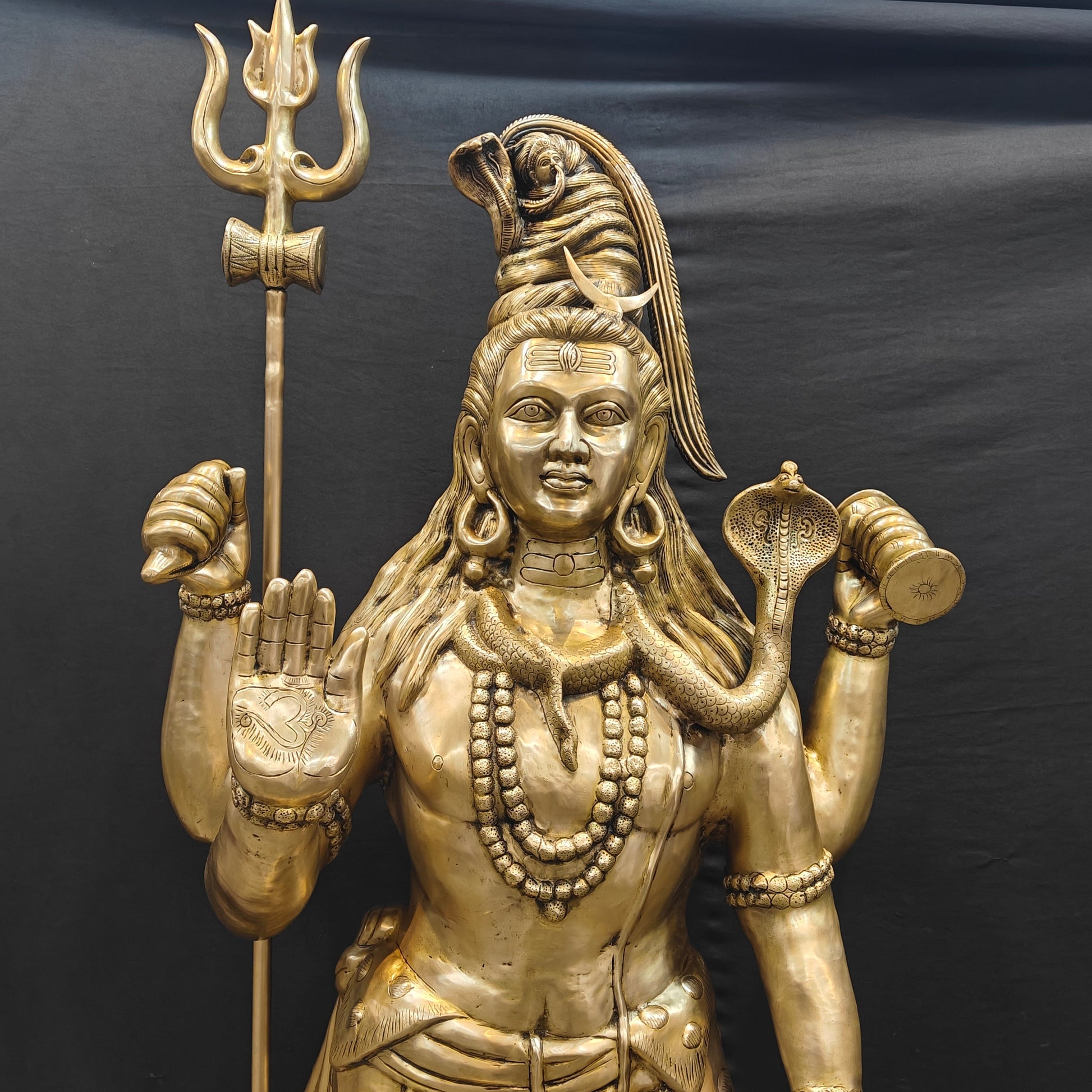 Brass Large Majestic Standing Lord Shiva Statue 7 Feet-1
