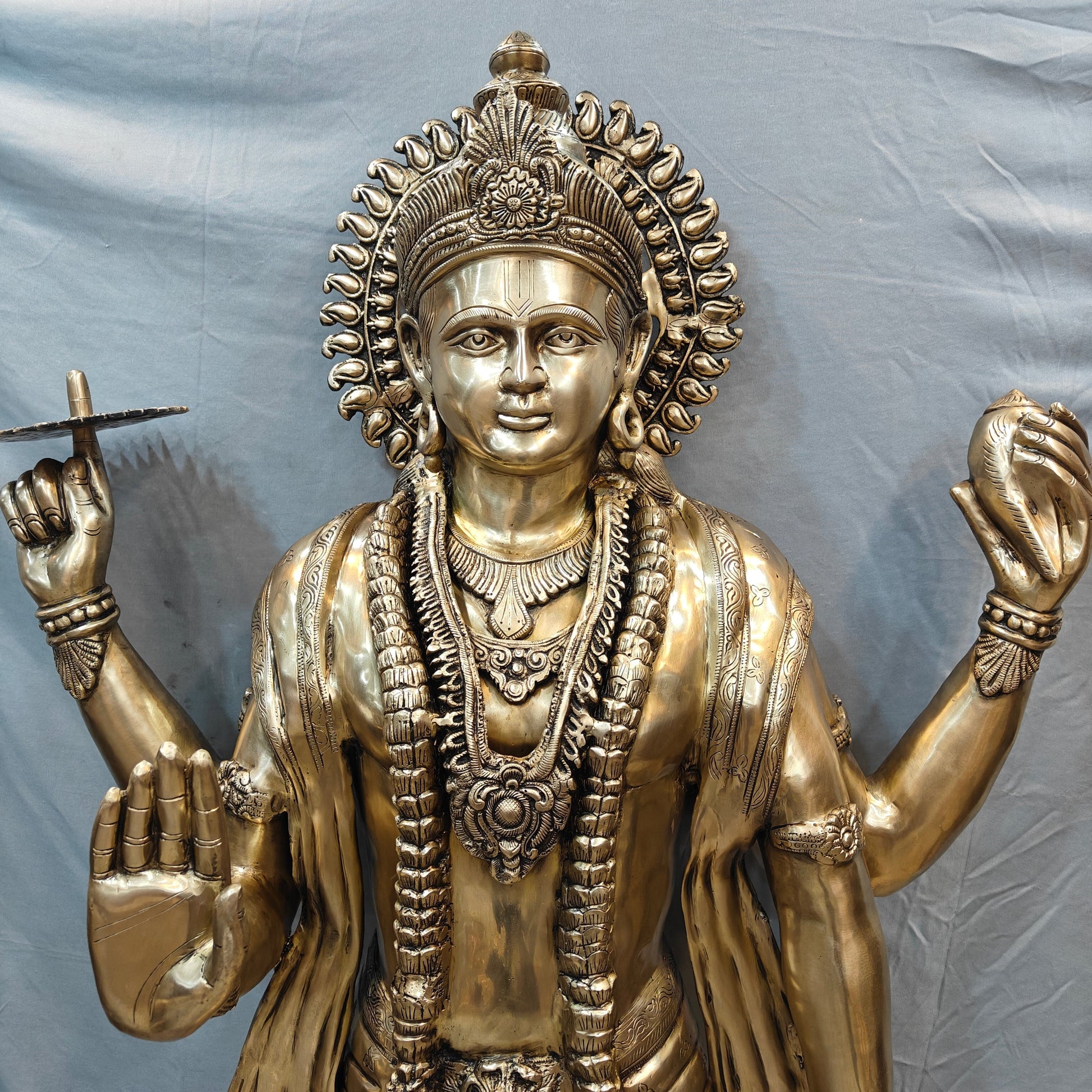 Brass Large Exclusive Standing Vishnu Idol Sculpture 6 Feet-1