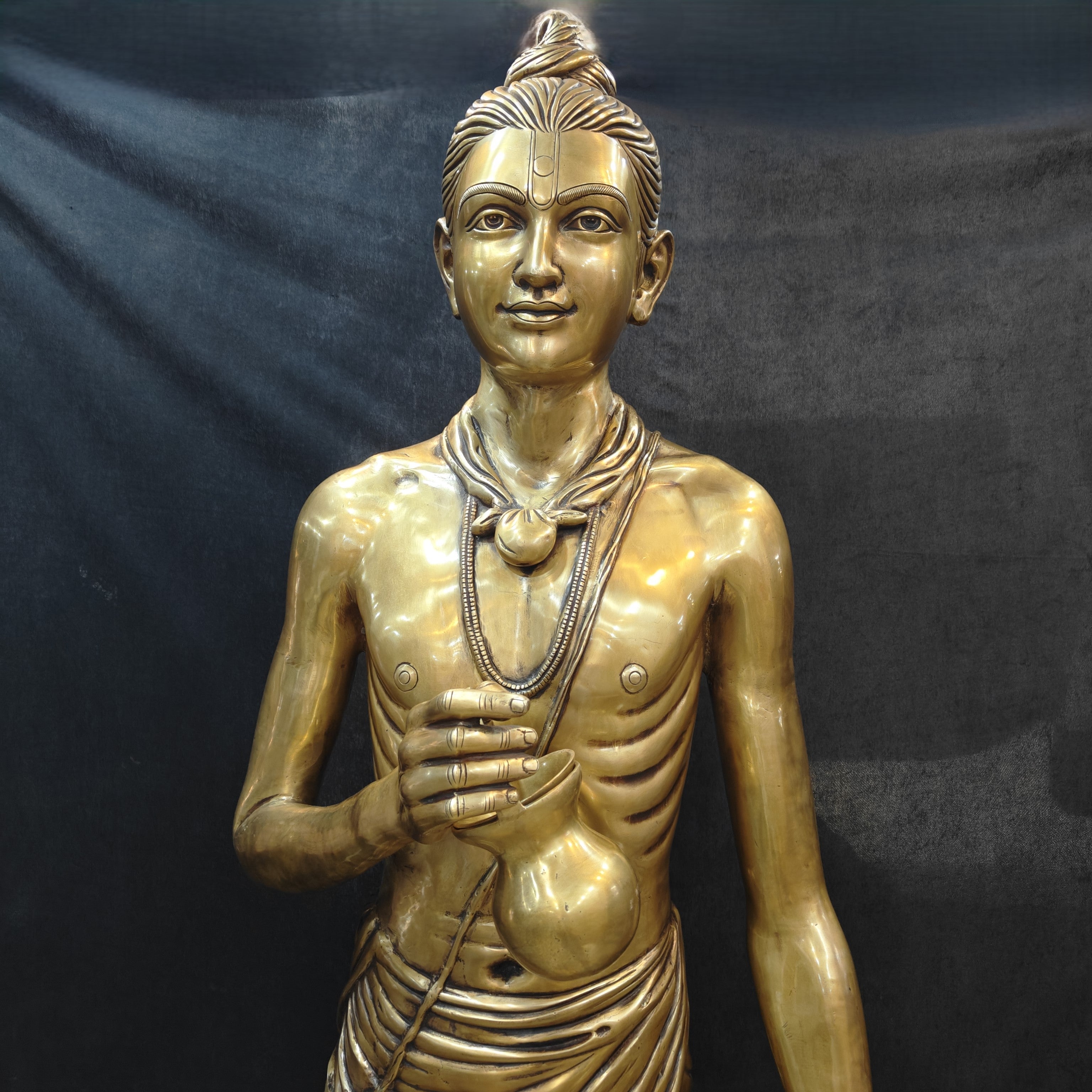 Brass Large Hindu Lord Swami Narayan Statue Nilkanth Varni 6.5 Feet-1