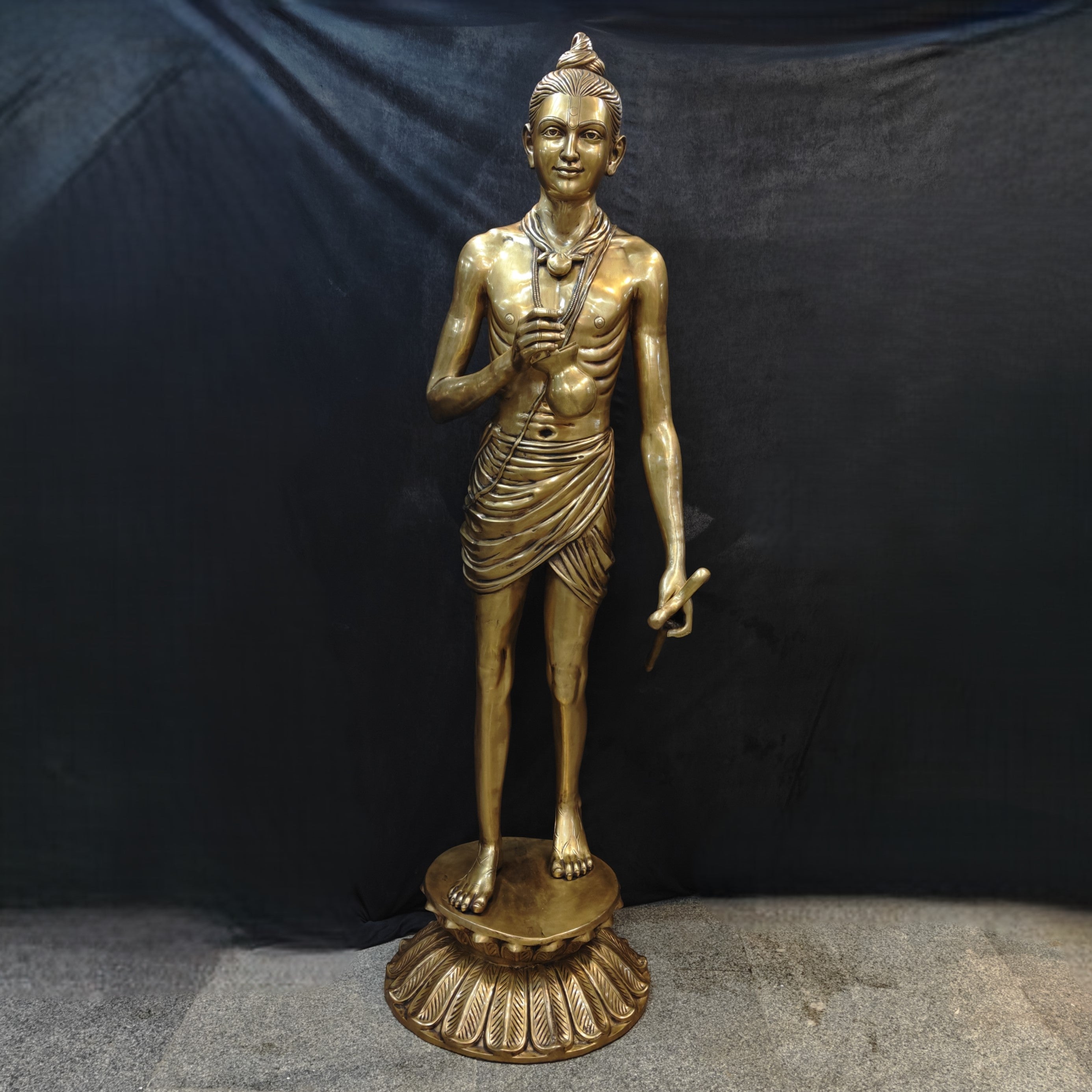 Brass Large Hindu Lord Swami Narayan Statue Nilkanth Varni 6.5 Feet-2