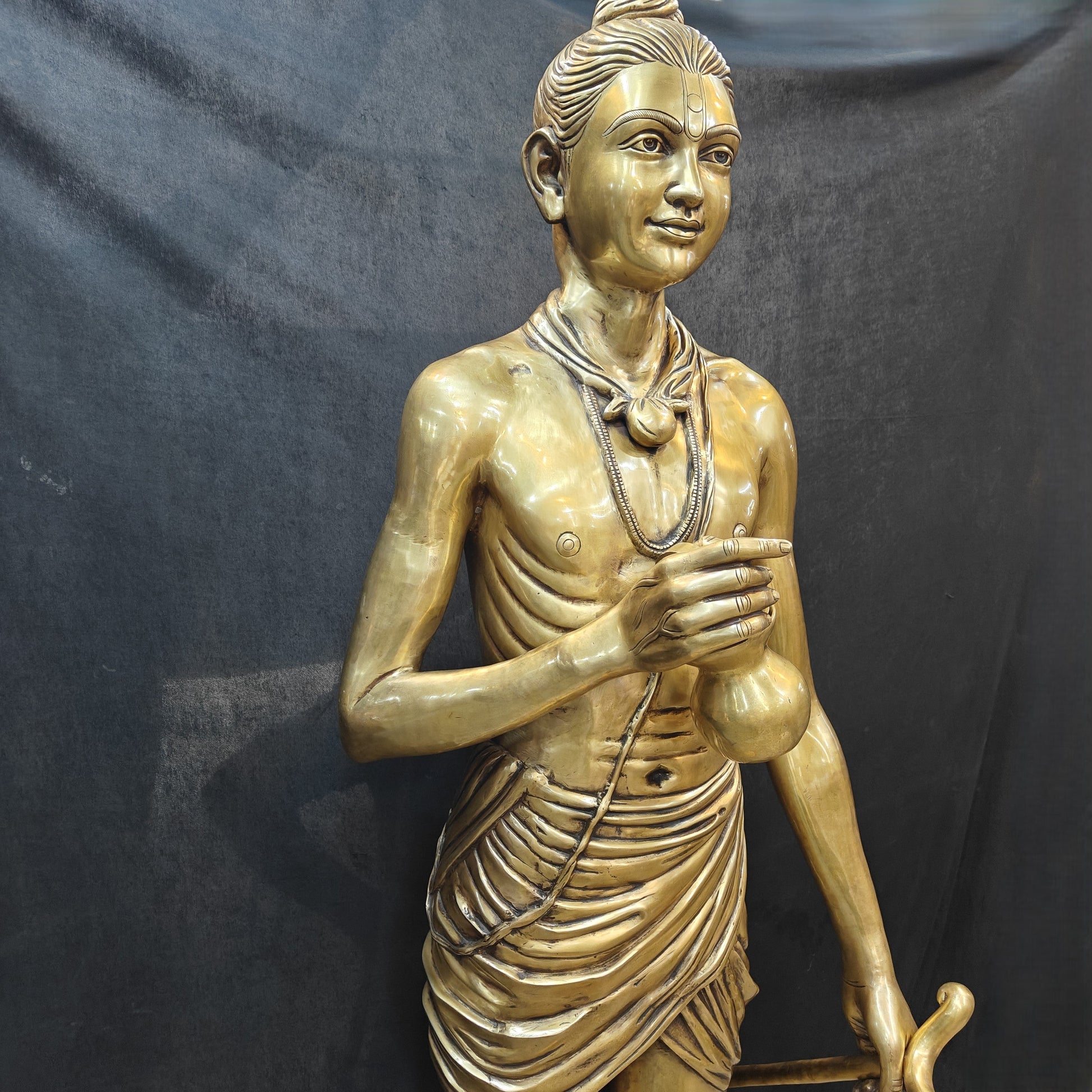 Brass Large Hindu Lord Swami Narayan Statue Nilkanth Varni 6.5 Feet-3