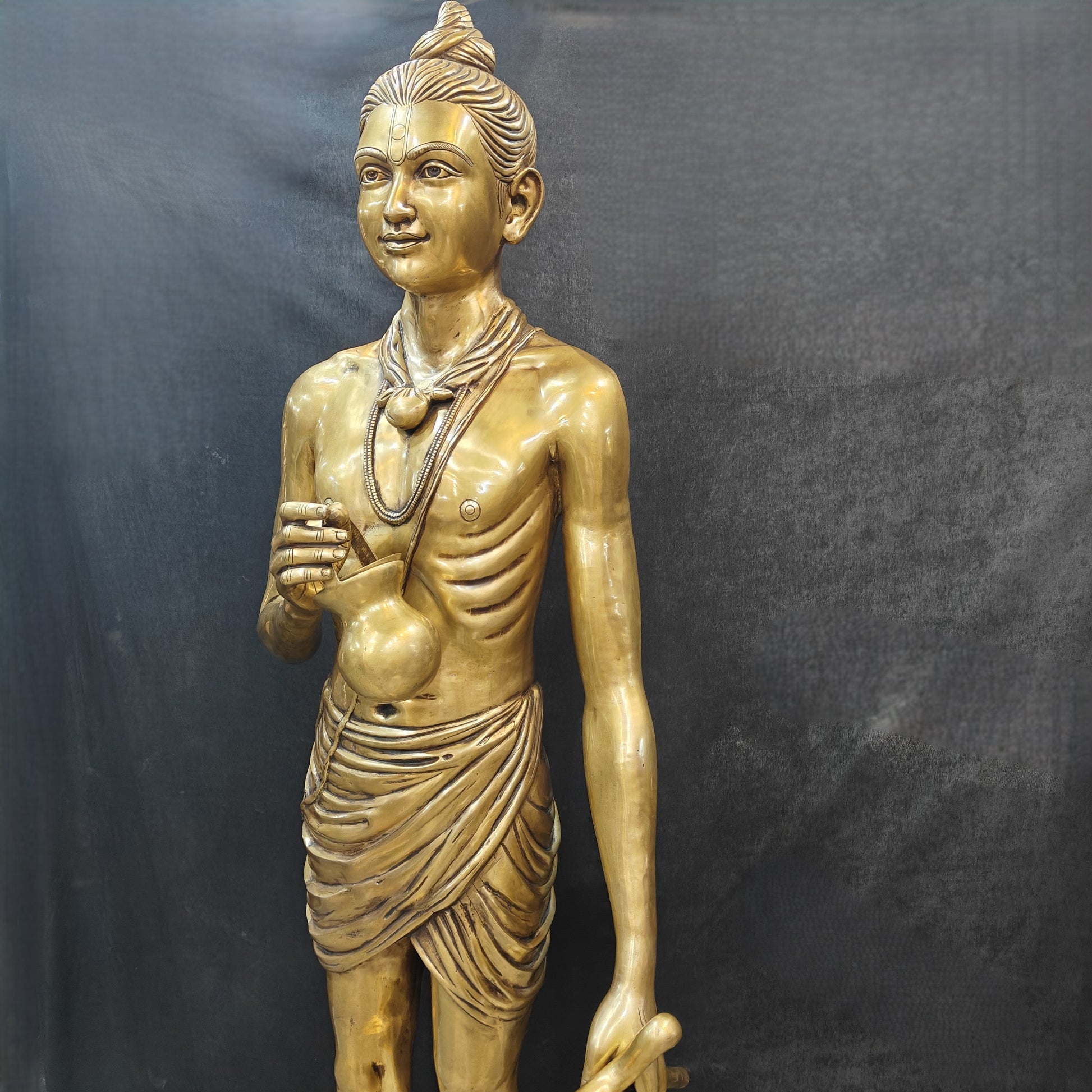Brass Large Hindu Lord Swami Narayan Statue Nilkanth Varni 6.5 Feet-4