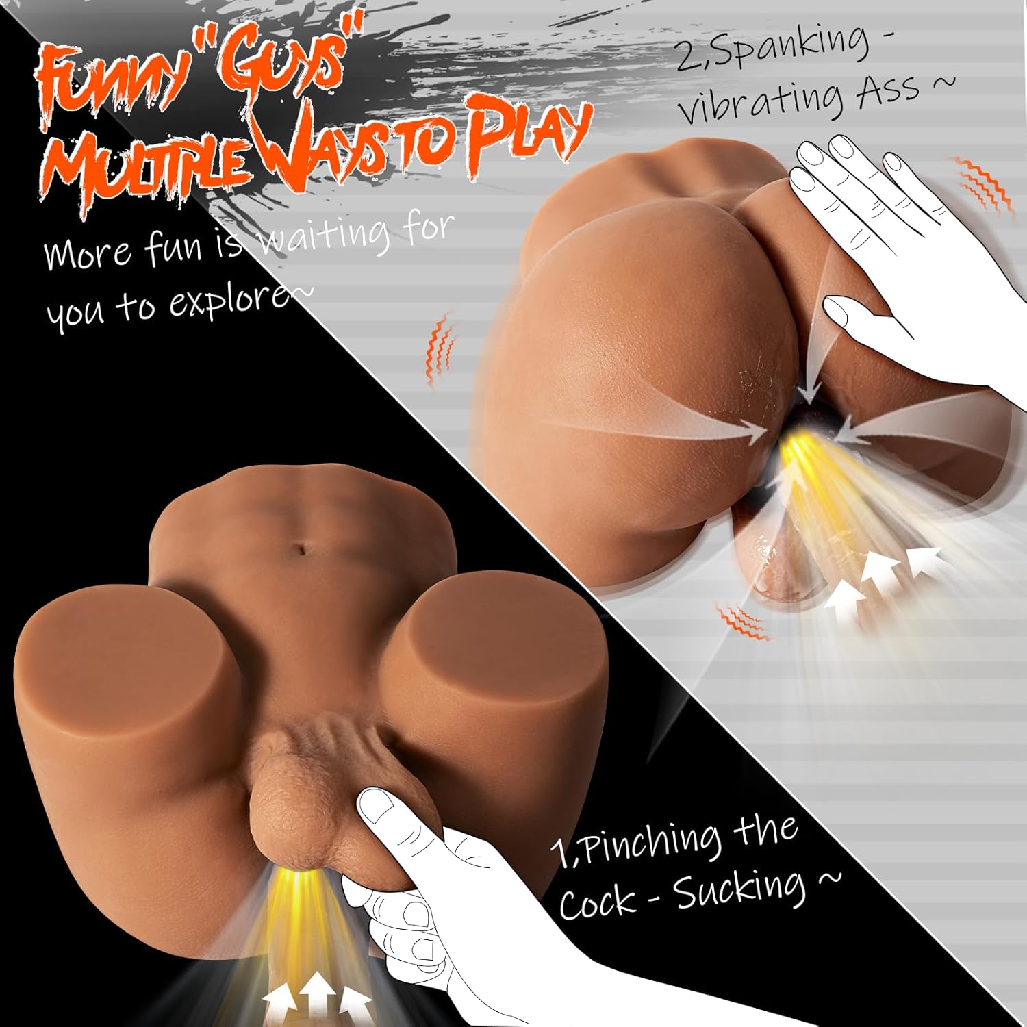 PeepTremor Vibrating 10lbs Anus & Testicles Sex Doll-3