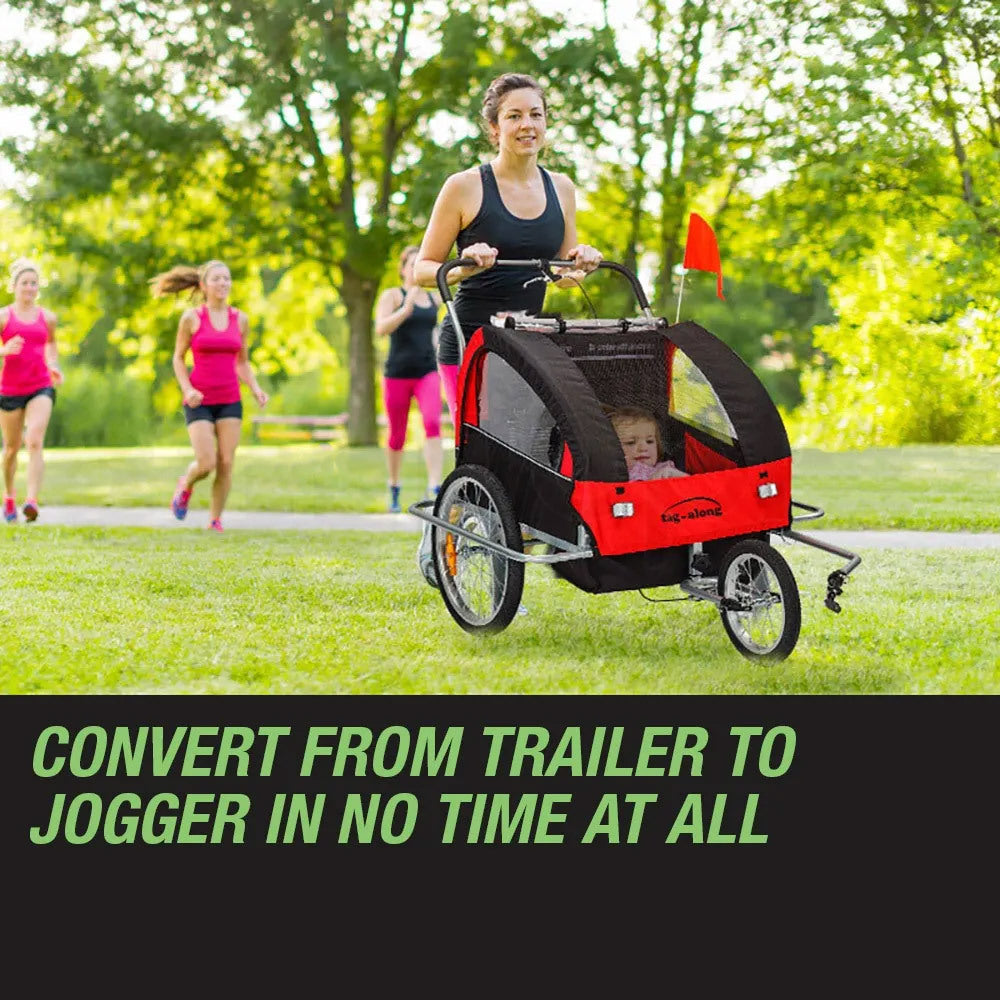 NNEMB Kids Bike Trailer Child Bicycle Pram Stroller Children Jogger Red-2