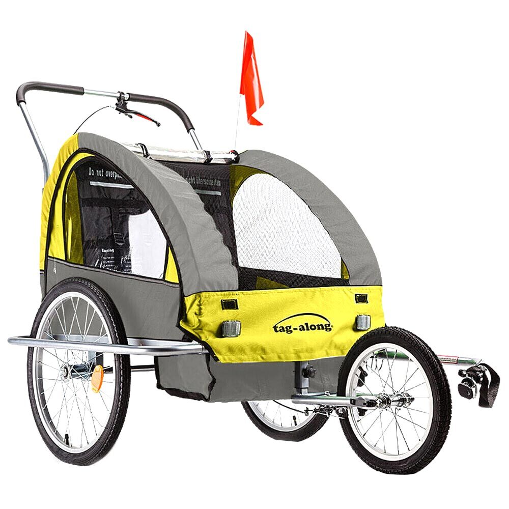 NNEMB Kids Bike Trailer Bicycle Pram Stroller Children Jogger Yellow-0