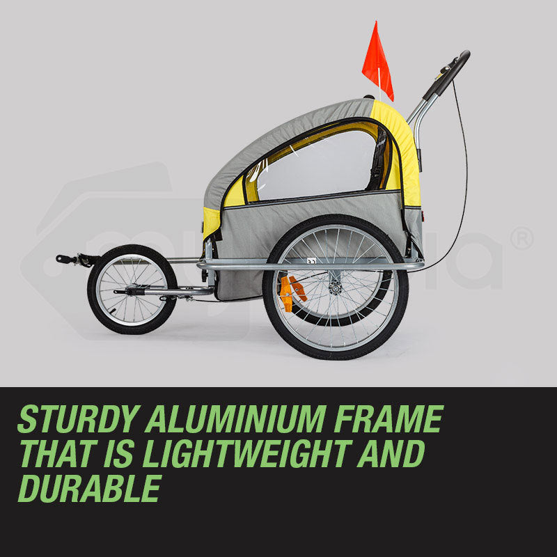 NNEMB Kids Bike Trailer Bicycle Pram Stroller Children Jogger Yellow-4