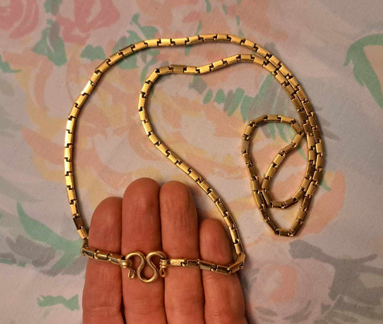 Stunning Baht Chain Necklace from Thailand- 24K Gold, 27" long- Unisex-11