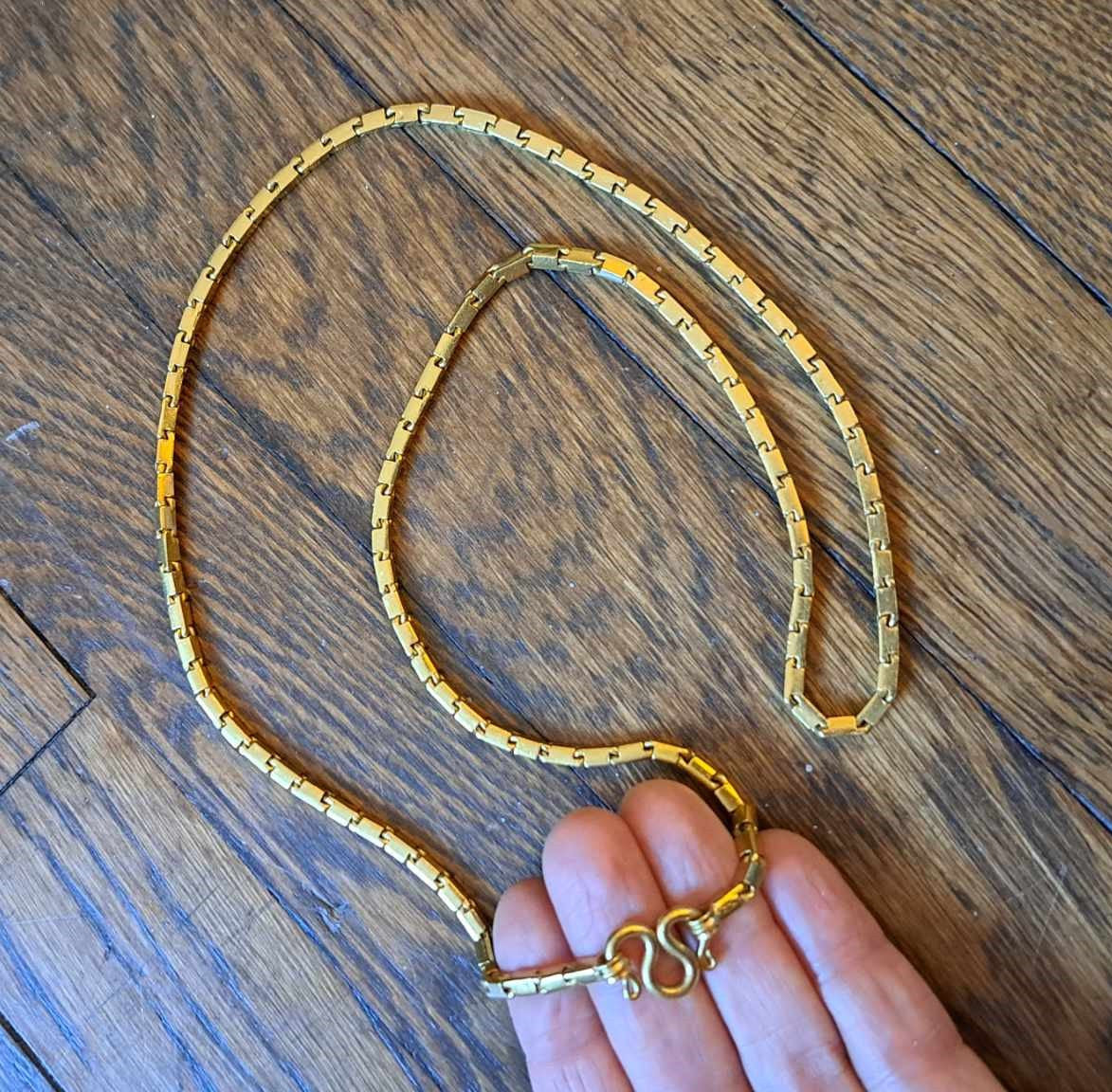 Stunning Baht Chain Necklace from Thailand- 24K Gold, 27" long- Unisex-13