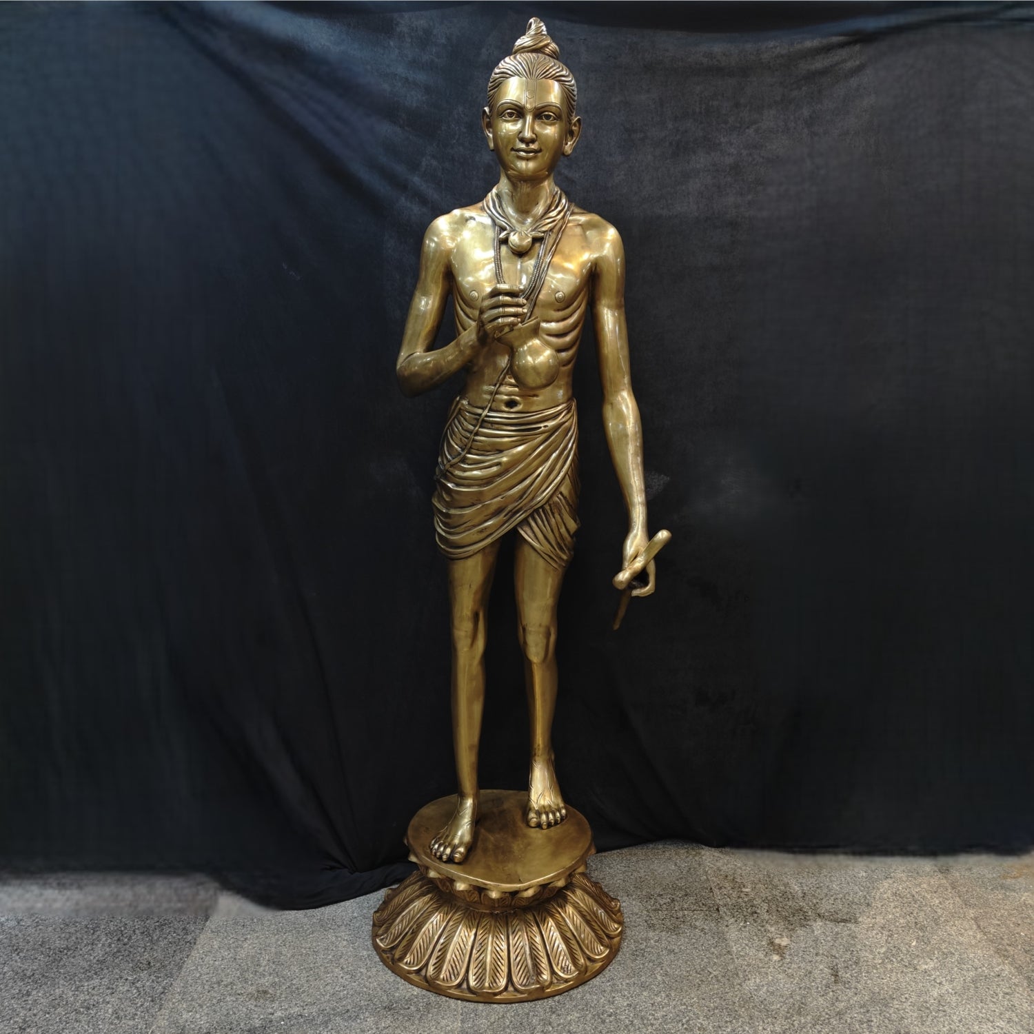 Brass Large Hindu Lord Swami Narayan Statue Nilkanth Varni 6.5 Feet-0