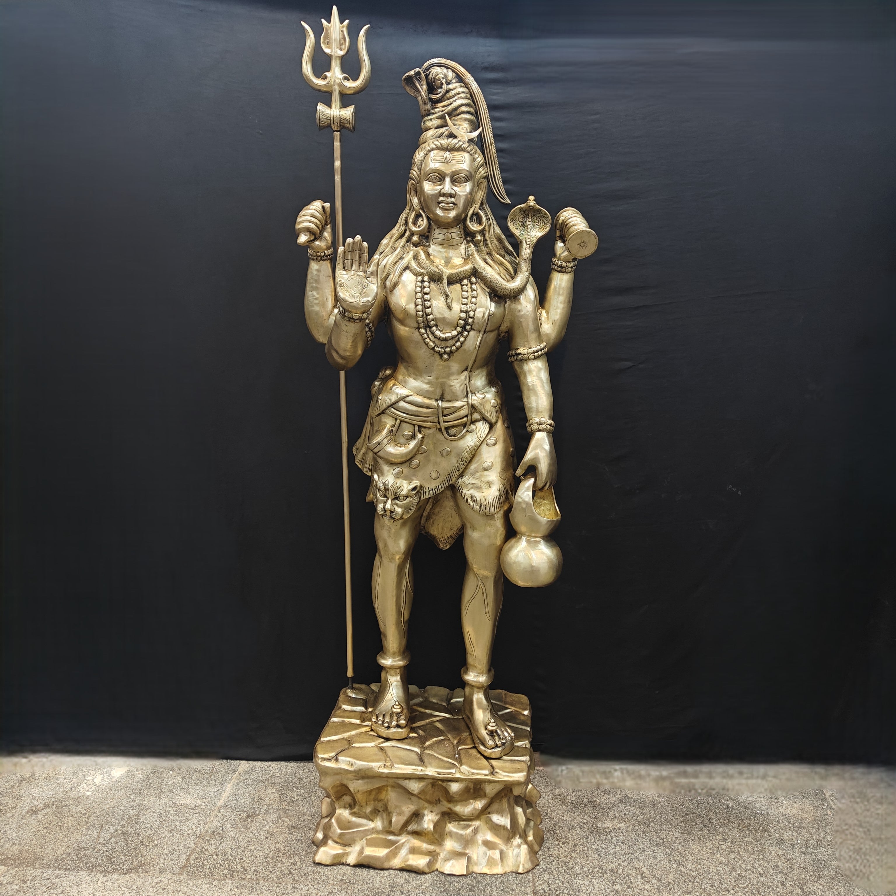 Brass Large Majestic Standing Lord Shiva Statue 7 Feet-0
