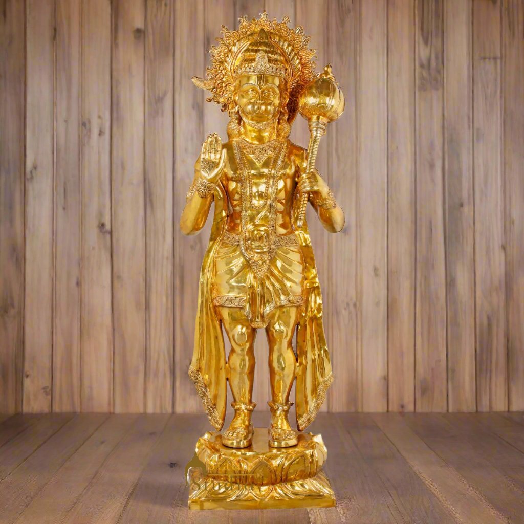 Brass Super Large Size Blessing Hanuman Idol Home Temple Decor Statue 6 Feet-0