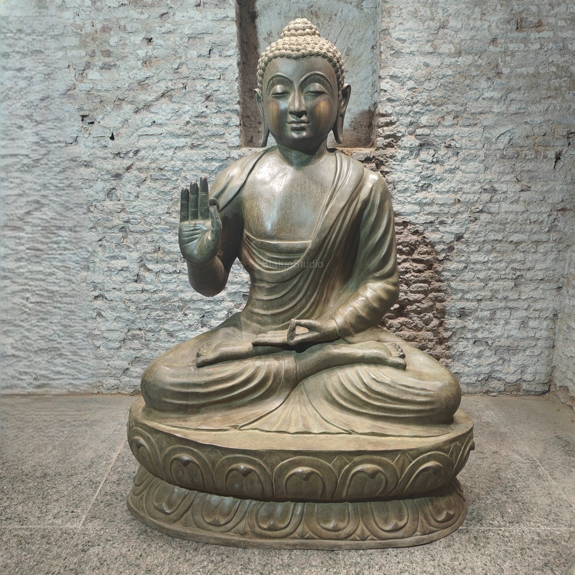 Brass Very Large Blessing Buddha Statue For Home Garden Decor 6 Feet-0
