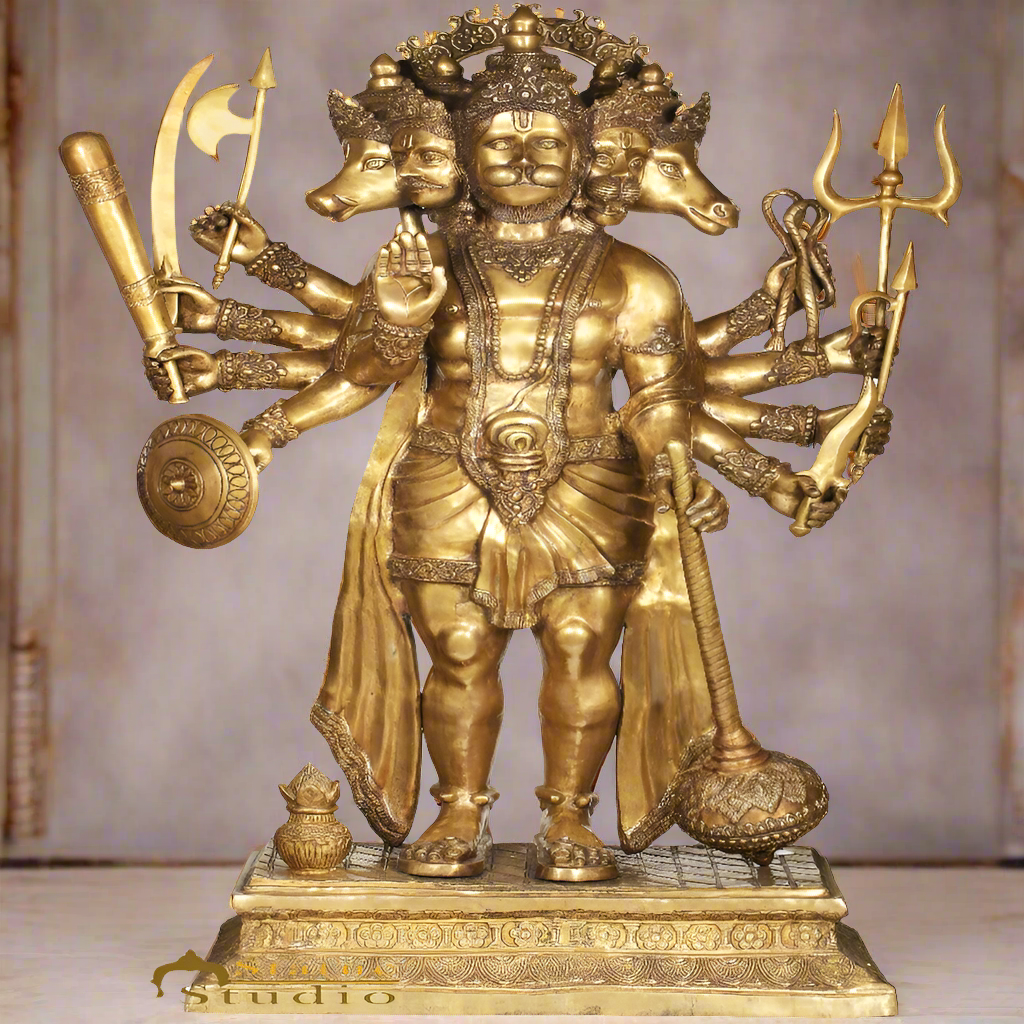 Brass Very Large Panchmukhi Hanuman Idol For Home Temple Decor 6 Feet-0