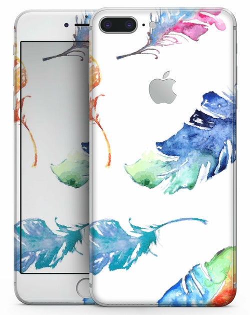 Colorful Watercolor Feathers - Skin-kit for the iPhone 8 or 8 Plus