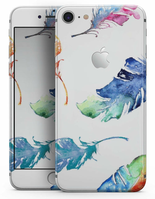 Colorful Watercolor Feathers - Skin-kit for the iPhone 8 or 8 Plus