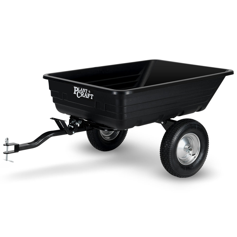 NNEMB Poly Dump Cart, 272kg Load Heavy Duty Tipper Trailer, 16-inch Tyres, for Ride-on Lawn Mower Tractor, ATV, Quad Bike-0