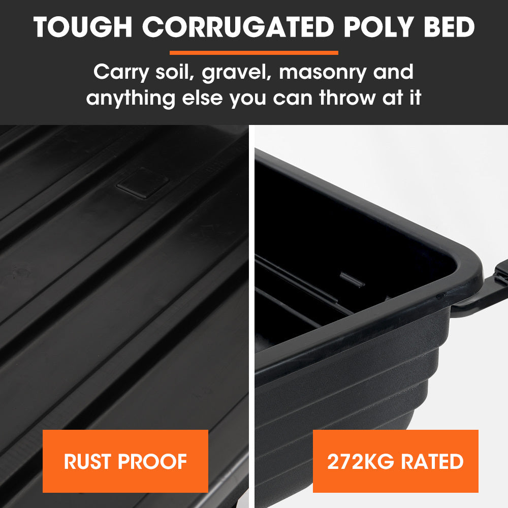 NNEMB Poly Dump Cart, 272kg Load Heavy Duty Tipper Trailer, 16-inch Tyres, for Ride-on Lawn Mower Tractor, ATV, Quad Bike-2